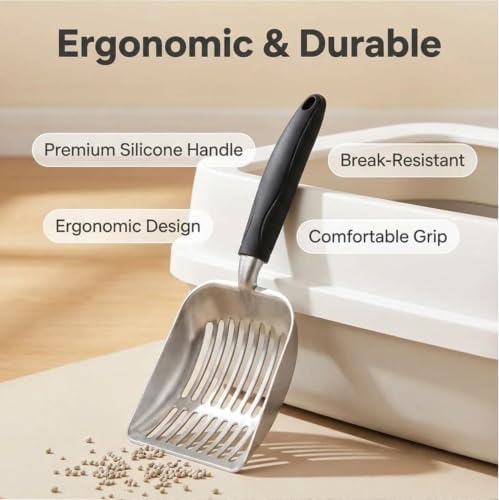 4-in-1 Cat Litter Scoop with Holder, Metal Litter Scoop Includes Portable Small - Image 6
