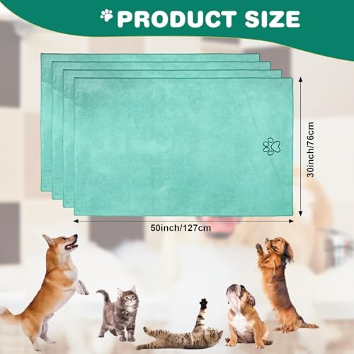 Chumia 4 Pcs Dog Towels for Drying, 30 x 50 Inch, Light Green - Image 7