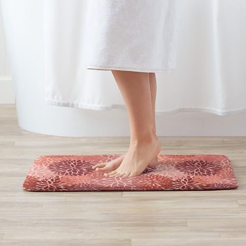 Red Flowers Bath Mat Non-Slip Soft Microfiber Bathroom Rugs Washable Bathmat - Image 2