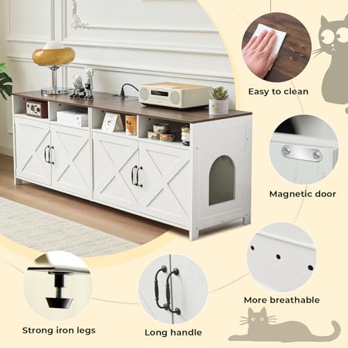 JnaflyHome 63" Double Cat Litter Box Enclosure - Image 6