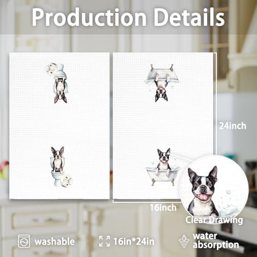 Funny Boston Terrier Dog Hand Towels Set of 2, Gifts - Image 7