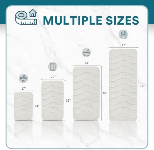 Flamingo P Ivory White Bath Mat 47x17 Extra Long Quick Dry Washable - Image 2