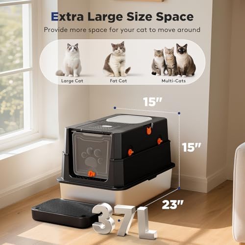 FURTIME Stainless Steel Litter Box - Image 7