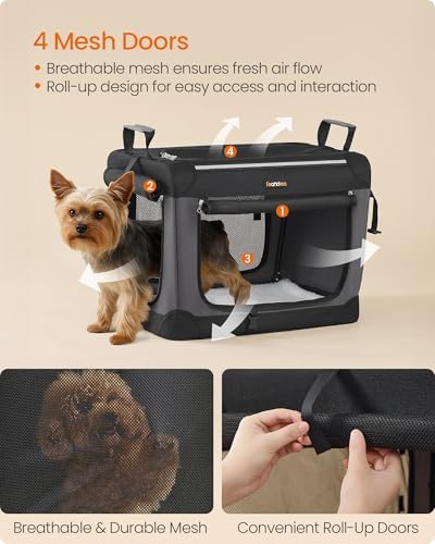 Feandrea Collapsible Dog Crate, Portable Oxford Fabric Pet Carrier - Image 4