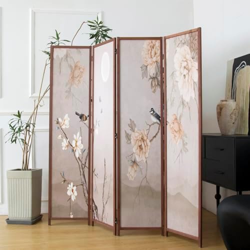 4 Panel Room Divider, 5.6 ft Tall Blackout Folding Privacy Screen - Image 3