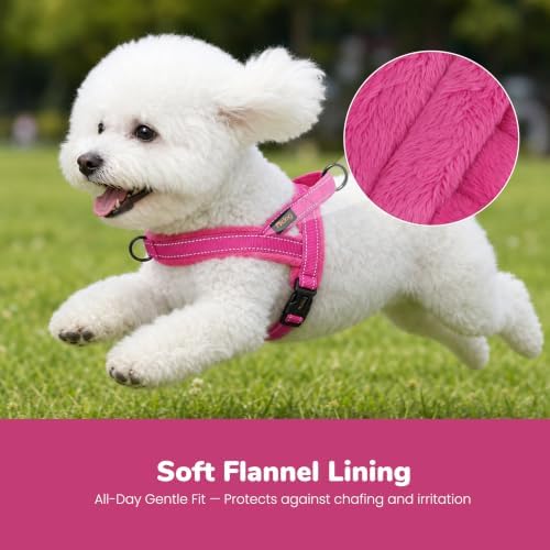 Didog No Pull Dog Harness for Small Dogs, Soft Flannel Padded, Hot Pink - Image 2