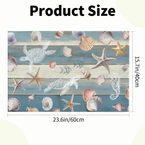 Giwawa Coastal Starfish Bath Rug Summer Sea Turtle Bathroom Carpet Soft Non - Image 3