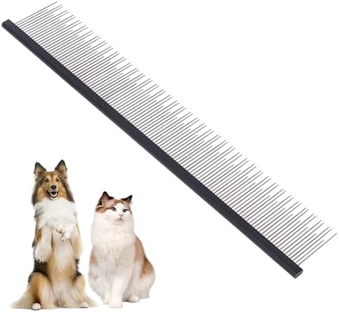 8.5 Inch Upgrade Black Professional Cat Comb, Dual-Tooth Pet Grooming Comb by Unknown