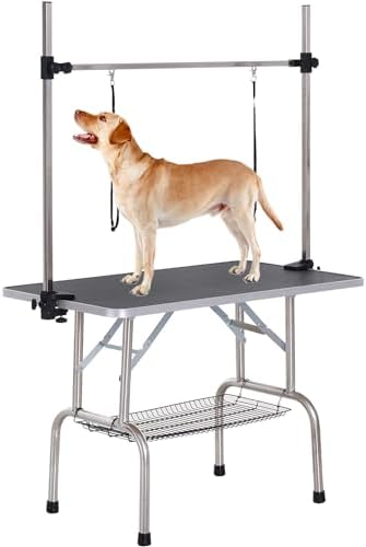 36" Pet Dog Grooming Table, Foldable Stainless Steel Frame Pet Drying Grooming by Afqxf
