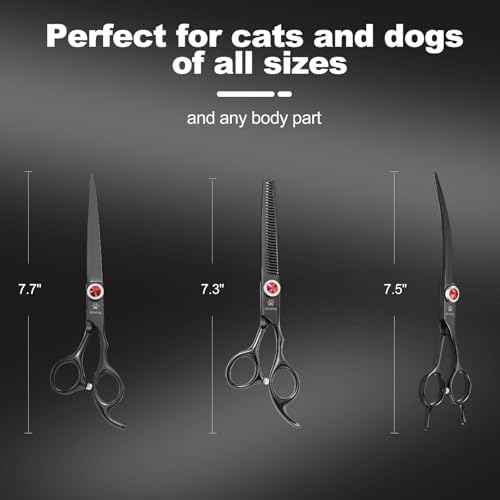 GLADOG 7 Inch Professional Dog Grooming Scissors Kit, 5-in-1 Titanium Coated - Image 5