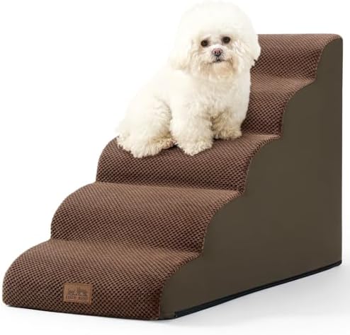 COZY KISS Dog Stairs for Small Dog 22.6" H, 5 Step Pet Ramp for Bed by COZYKISS