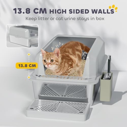 PawHut XL Stainless Steel Litter Box, Metal Litter Box High Sided, Anti-Urine - Image 3