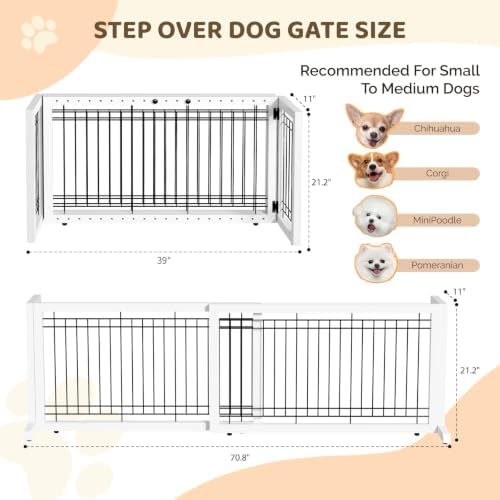 Bonnlo Free Standing Dog Gate, Wooden Adjustable Pet Fence Indoor, Christmas - Image 6
