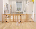 YOCAN Non-Painted Wooden Freestanding Dog Gates -5 Panels L:115" H:23" by YOUCANPET