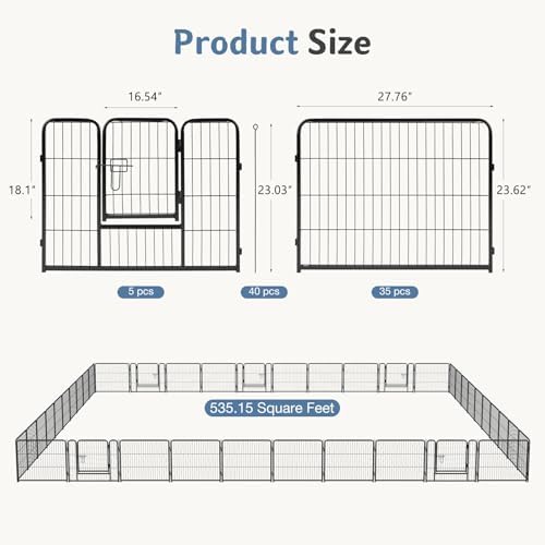 DUMOS Dog Playpen 24 Inch 40 Panels Indoor Outdoor Metal Pet Fence - Image 5