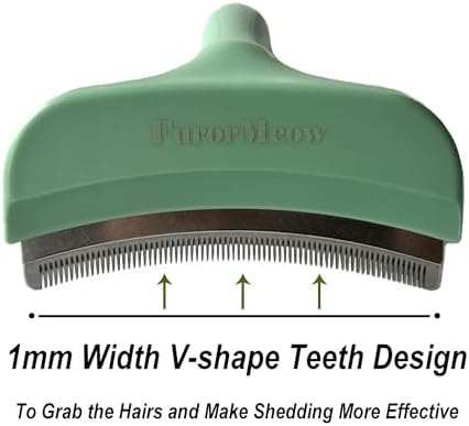 Pet Deshedding Tool with Curve Blade, Cat Grooming Brush, Tight V-shaped Teeth - Image 3