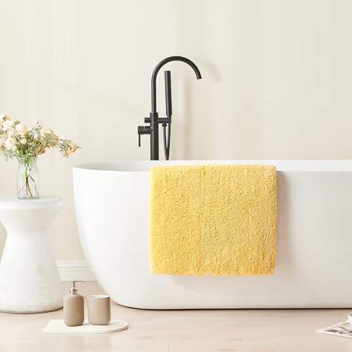 CozeCube Yellow Shaggy Bath Mat 36"x24" Non Slip Washable Rug - Image 4