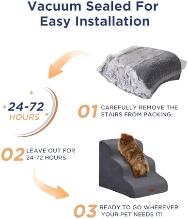 Gray Curved Dog Stairs Ramp for High Beds 28.7" H, 5-Step Dog Steps for Small - Image 6