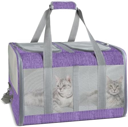 Soft-Sided Cat Carrier for 2 Cats, Breathable Mesh Design, Airline Approved by Handor