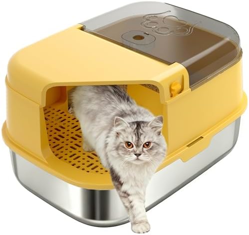 3-in-1 Convertible Cat Litter Box, ABS + Stainless Steel Pan, Enclosed Low by Unknown