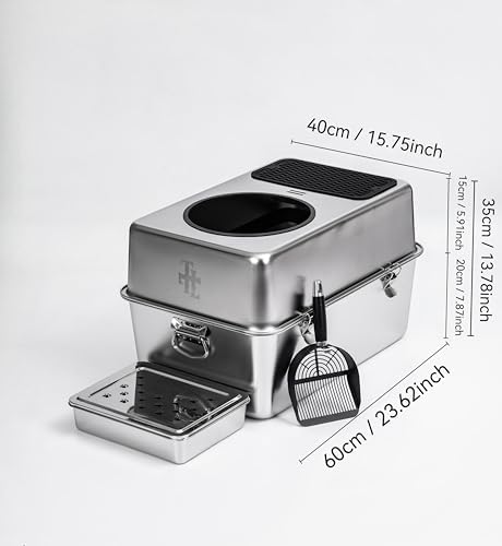 304 Stainless Steel Cat Litter Box, Fully Enclosed Leak-Proof & Rust-Proof - Image 3