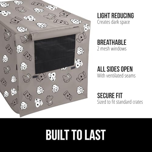 GORILLA GRIP Dog Crate Covers, Wire Kennel Topper, 24 in, Taupe Dogs - Image 2