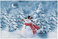 Giwawa Blue Snowman Bath Rug Winter Pine Tree Absorbent Front Door Mat 24x35 by Giwawa
