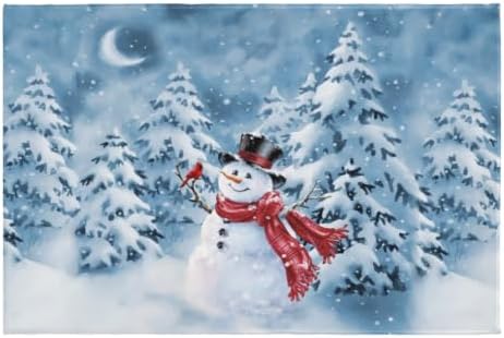 Giwawa Blue Snowman Bath Rug Winter Pine Tree Absorbent Front Door Mat 24x35 by Giwawa