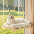 Cat Window Perch Hammock with Solid Wood Seat & Plush Cushion by Anywish