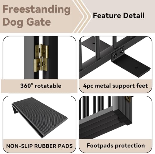 SNUOWU Full Metal Freestanding Dog Gate - Image 6