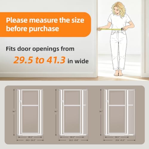 56" Extra Tall Clear Cat Gate, 33.5‑37.4" Wide Pet Gate - Image 3