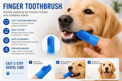 3-in-1 Pet Grooming Kit – Pet Deshedding Glove, 360° Silicone Finger Toothbrush - Image 5