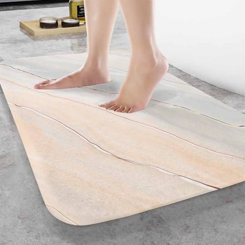 Marble Bath Mat for Bathroom Light Marble Texture Stone Rock Floor Grey Pink - Image 2