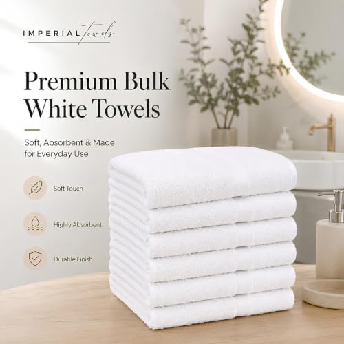 (Pack of 24 White Bath Towels Bulk 20x40 Inches - Image 2