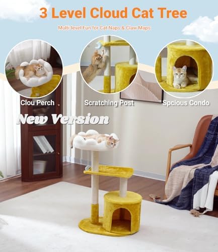 Happi N Pets 33" Cloud Cat Tree Tower, Cozy Bed & Large Condo - Image 2