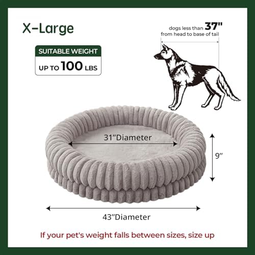 BALANCE Luxury Donut Dog Bed, 43 Inches Round Dog Beds Large Sized Dogs Washable - Image 5
