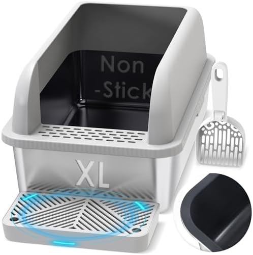 Suzzipaws XL Non-Sticky Coated Stainless Steel Cat Litter Box by Suzzipaws