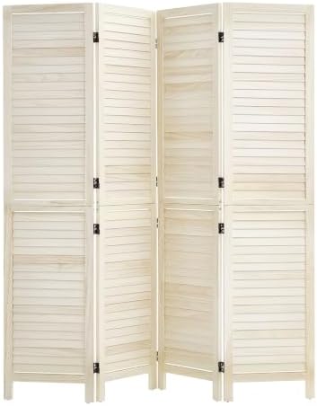 VEVOR Wood Room Divider 4 Panels 67 in Tall Wood Folding Privacy Screen | by VEVOR