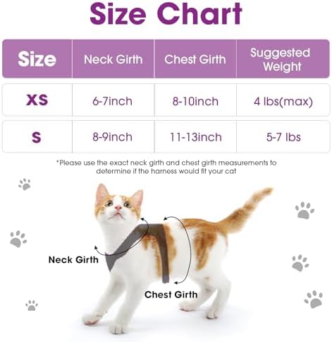 Cat Vest Harness and Leash Set, Escape Proof Kitten Harness Purple S - Image 2