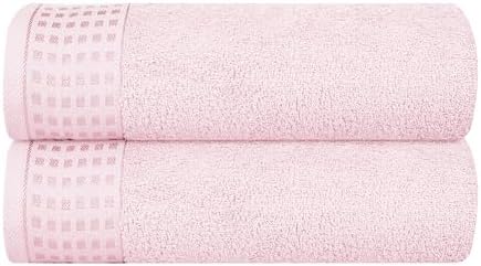 GLAMBURG 100% Cotton 2 Pack Oversized Bath Towel Set 28x55 Inches, Ultra Soft by GLAMBURG