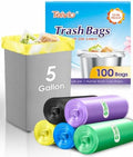 Teivio Colorful Clear Trash Bags 5 Gallon 100 Count Kitchen Garbage Bags by Teivio