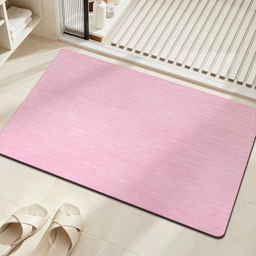 Mecko Bath Mat 20"x32", Ultra Thin Bathroom Rug fit Under Door Pink by Mecko