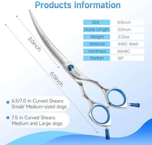 Curved Dog Grooming Scissors 6.5 in Small Curve Shears - Image 5