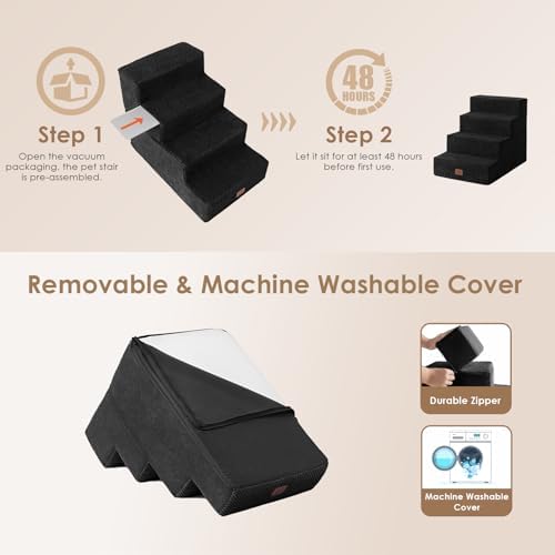 EHEYCIGA Dog Stairs for Bed 18" H, Dog 4-Steps for High Bed - Image 6