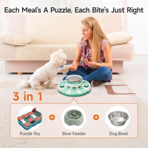 Potaroma Dog Puzzle Toy 2 Levels, Slow Feeder, Pup Food Treat Feeding Dispenser - Image 2