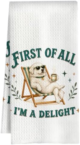 Great Pyrenees Kitchen Towel, Cute Dog Hand Towel, Funny Dog Lover Gift by Huastatewolf