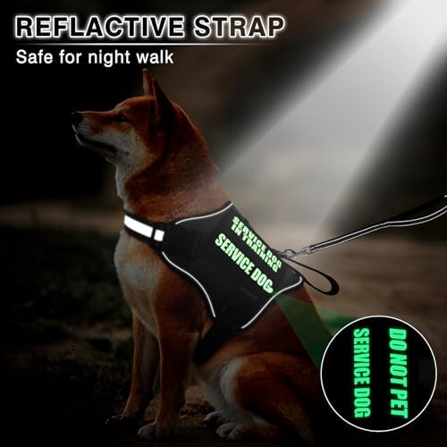 Service Dog Vest Harness and Leash Set+10 Patches, No Pull&Easy Walk Reflective - Image 3