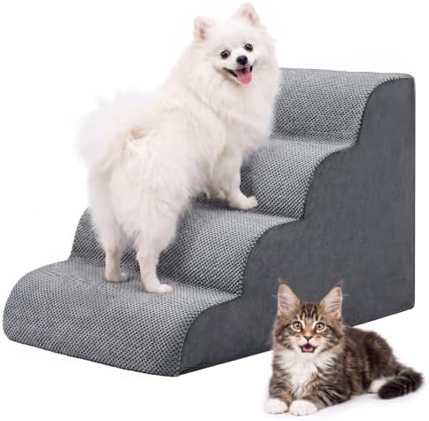 DUMOS Dog Stairs for Small Dogs and Cats, 4-Step Curved Pet Dog Steps by DumosLifestyle