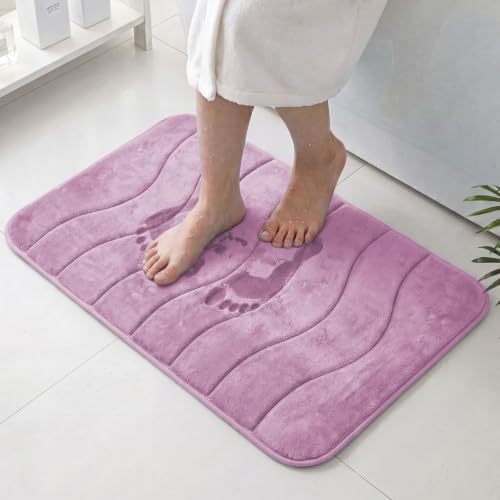 Flamingo P Lilac Bath Mat 24x36 Quick Dry Washable Soft Memory Foam by FlamingoP