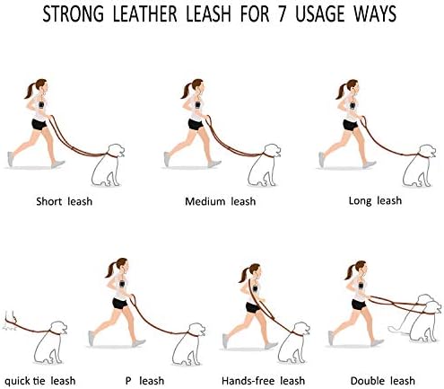 Multi Function 8ft Leather Dog Leash, Genuine Leather Hands Free Leash - Image 2